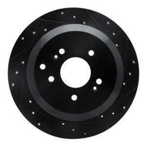 Hyundai Veracruz Brake Rotor (1) - Rear Right - R1 Concepts - Drilled & Slotted - Black - `07-`12